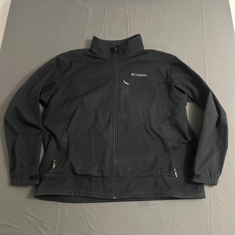 Columbia Jacket Mens 2XL Gray Ascender Softshell Full Zip Fleece Lined